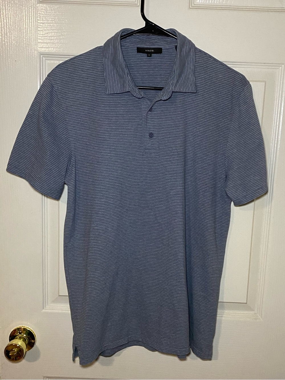Vince Blue Micro-Stripe Polo Shirt